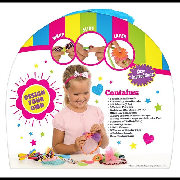 Girls DIY Headband Making Kit - 134-Piece Hair Accessories Set (Ages 3-12) - Picture 3 of 5